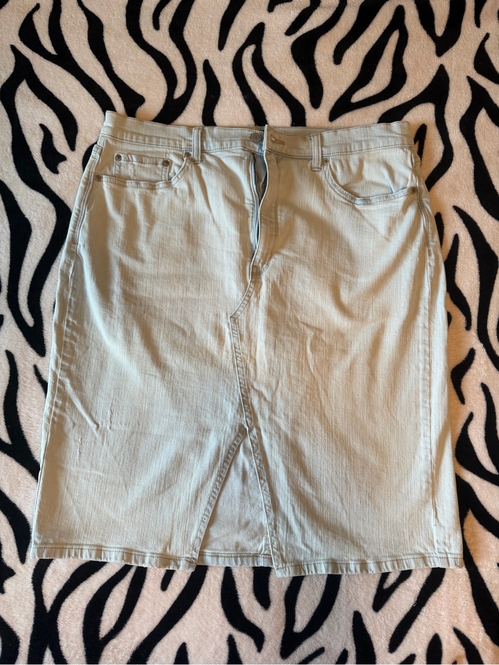 Banana Republic Light Sage Denim Midi Pencil Skirt